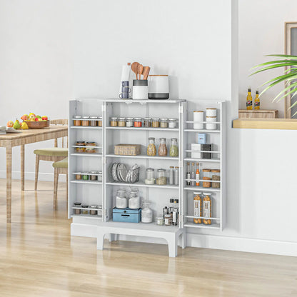 44" Storage Cabinet, 2-Door Kitchen Pantry, 4-Tier Shelving, 8 Spice Racks