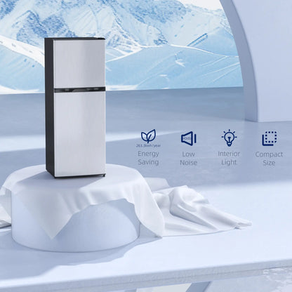 Double Door Mini Fridge with Freezer, 4.6 Cu.Ft, Silver Small Kitchen Appliances at Gallery Canada