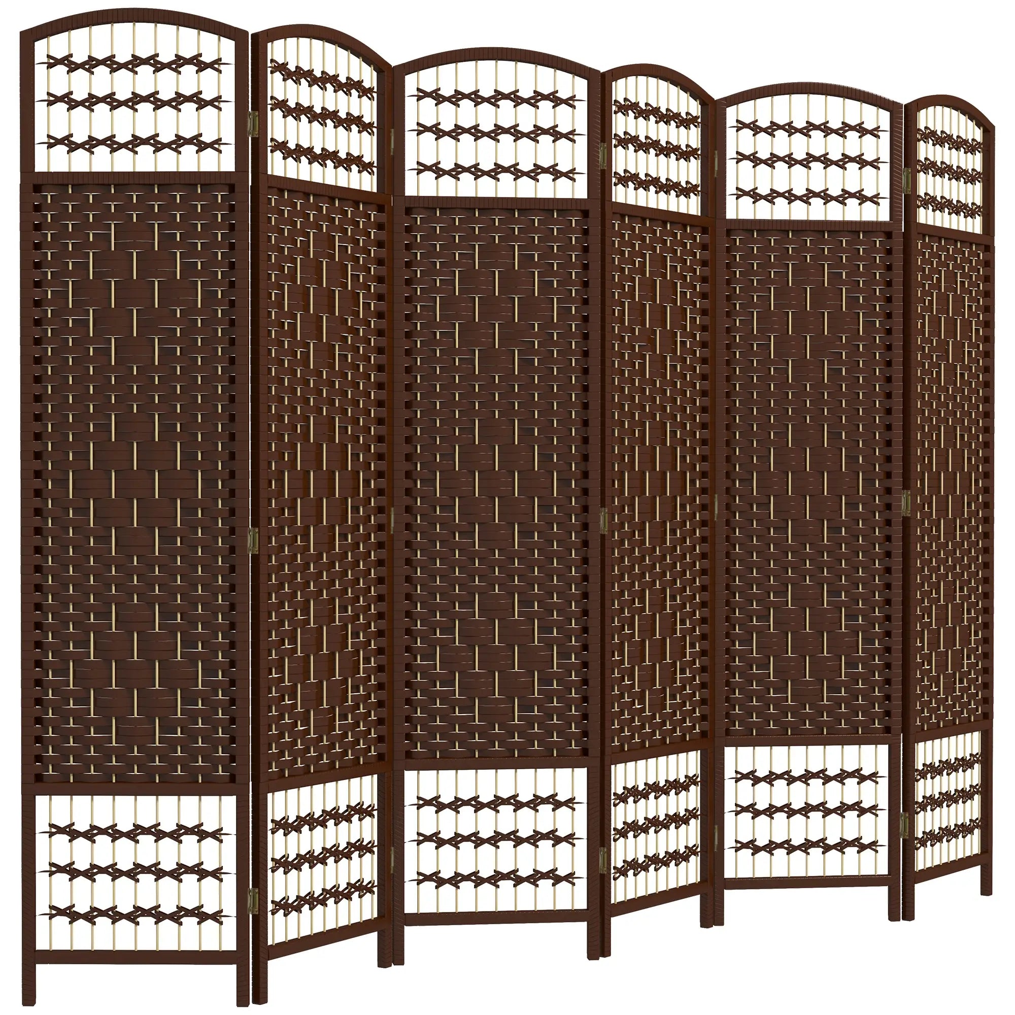 6 Panel Folding Room Divider, Portable Privacy Screen, Brown Room Dividers at Gallery Canada