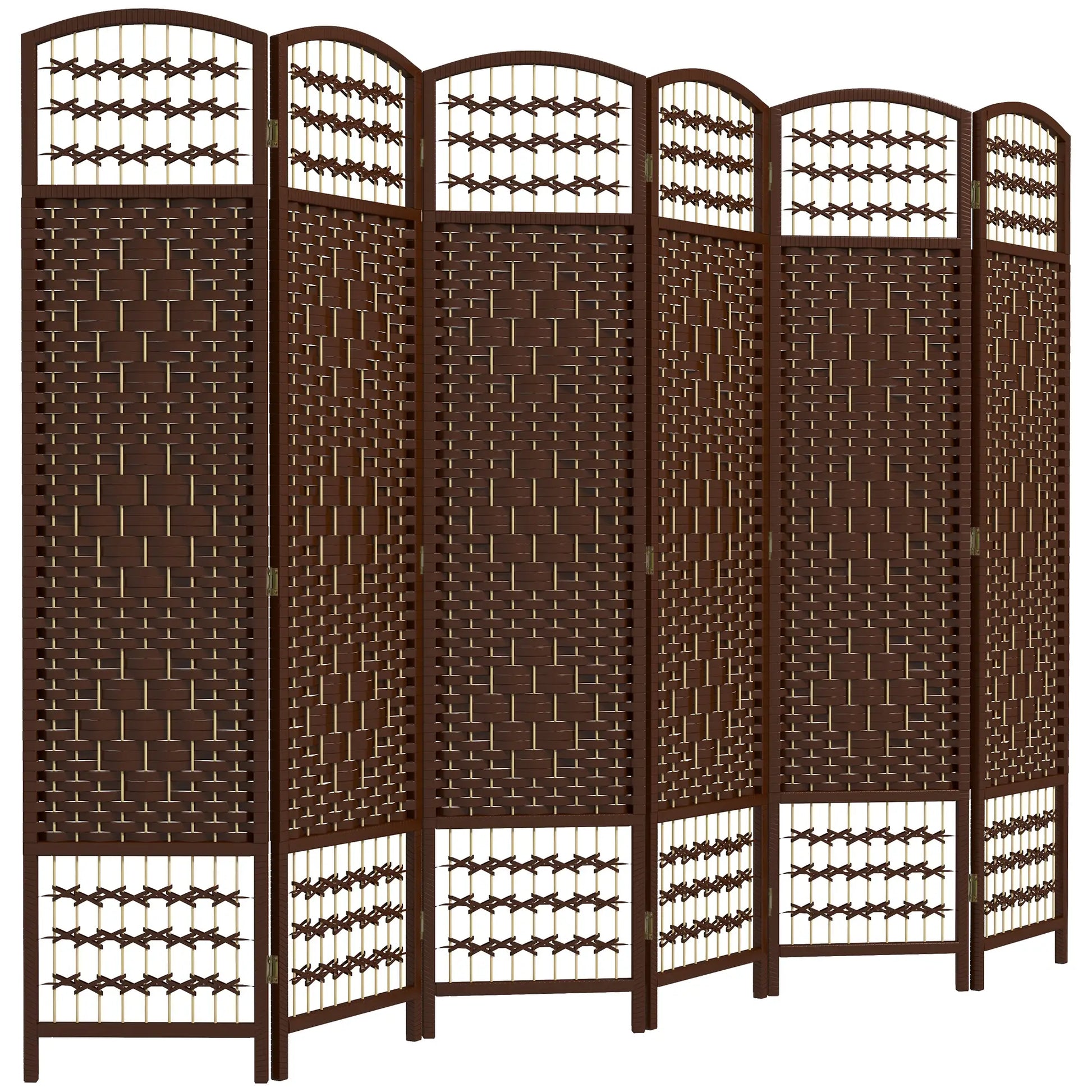 6 Panel Folding Room Divider, Portable Privacy Screen, Brown Room Dividers at Gallery Canada