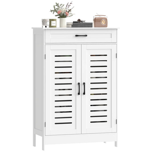 Shoe Cabinet With Louvered Doors, Drawer, Adjustable Shelves, White Shoe Storage Cabinets & Racks White at Gallery Canada