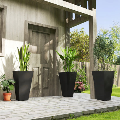 28" Pots de Plantes en Plastique pour Jardin, Lot de 3, Intérieur Extérieur, Noir