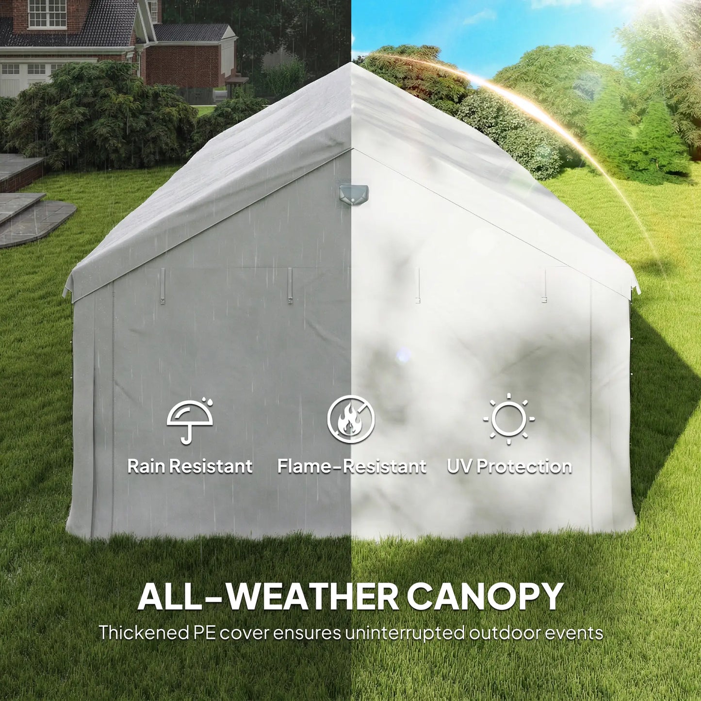 20' x 13' Party Tent, Heavy Duty Gazebo Canopy With Windows, White Canopy Tents at Gallery Canada