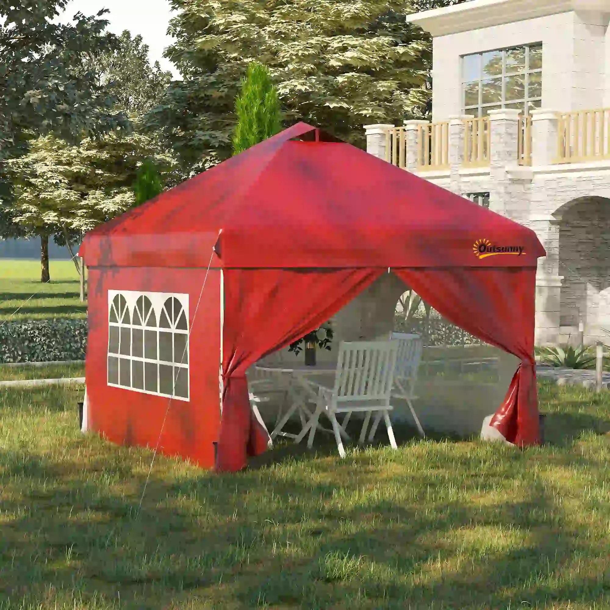 10' x 10' Pop Up Canopy Tent, Instant Sun Shelter, Red Pop Up Canopies at Gallery Canada