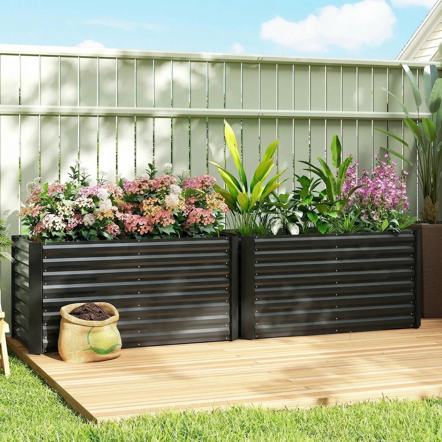 Galvanized Metal Planters, 4' x 2' x 2' Raised Garden Bed, Black Galvanized Planter Boxes at Gallery Canada