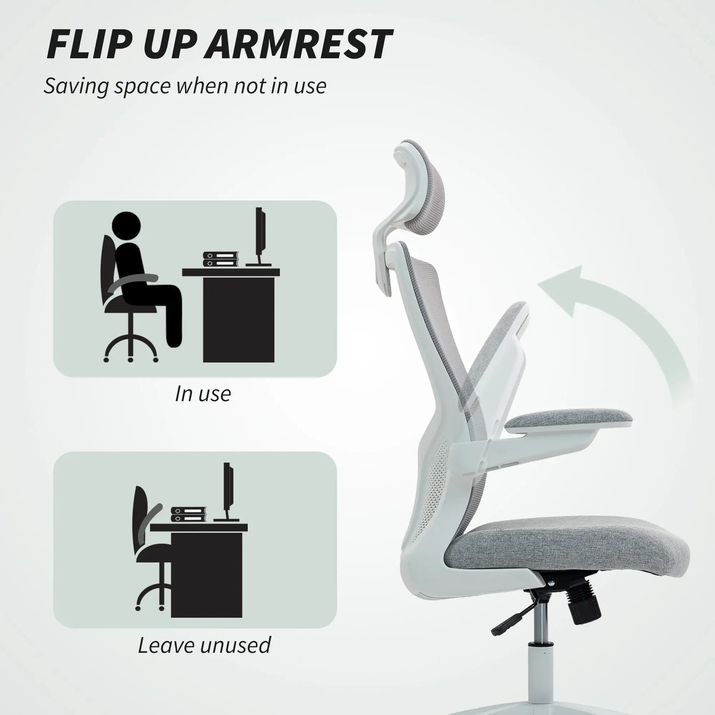 Ergonomic Office Chair, Adjustable Lumbar Support, Headrest, Flip-Up Armrests, Grey Task Chairs at Gallery Canada