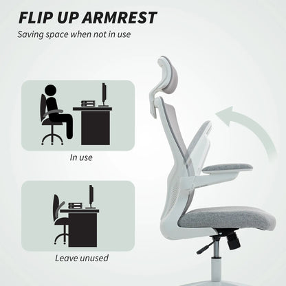 Ergonomic Office Chair, Adjustable Lumbar Support, Headrest, Flip-Up Armrests, Grey Task Chairs at Gallery Canada