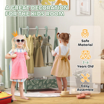 Kids Clothing Rack with Storage Shelf, Hangers, Green Kids Bedroom Furniture at Gallery Canada