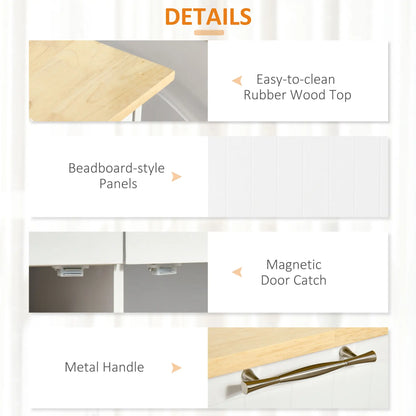 Rolling Kitchen Island with Drawers, Rubber Wood Top, Cabinet, White Kitchen Islands & Kitchen Carts at Gallery Canada