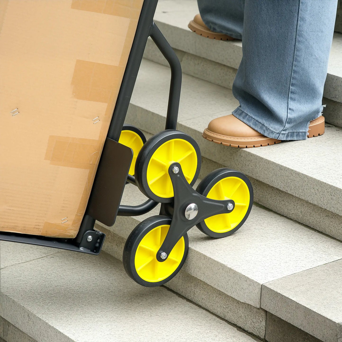 6-Wheels Stair Climber Cart, Foldable Steel, 264lbs Capacity, Yellow Folding Hand Trucks at Gallery Canada