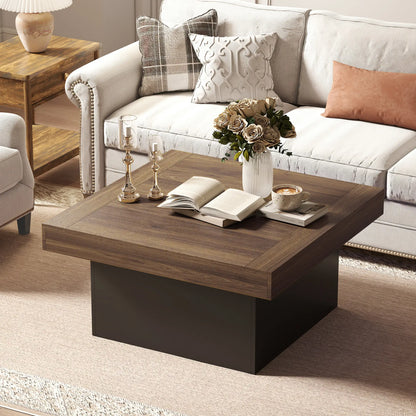 Square Coffee Table with LED Lights, 35-inch, Walnut Coffee Tables at Gallery Canada