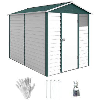 9' x 6' Green Garden Shed, Outdoor Storage With Sloped Roof, Green
