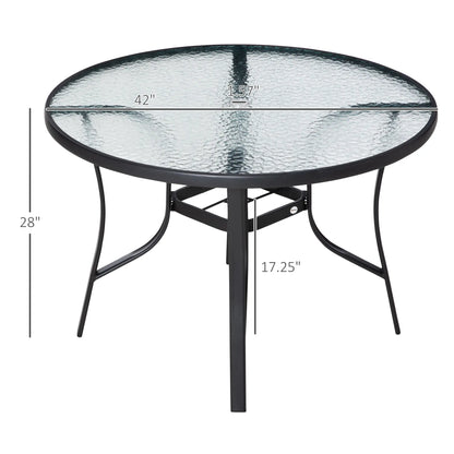42 Inch Round Outdoor Dining Table with Umbrella Hole, Steel Patio Side Tables at Gallery Canada