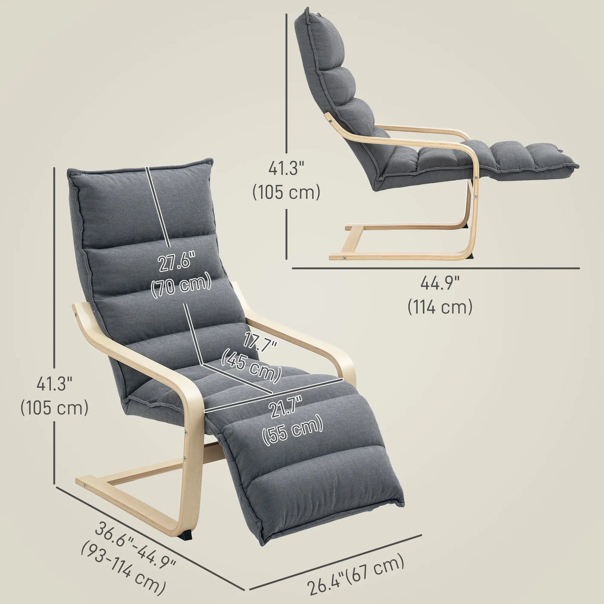 Accent Chair, Velvet Upholstered Living Room Chair with Footrest, Wood Frame, Dark Grey Accent Chairs at Gallery Canada