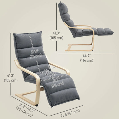 Accent Chair, Velvet Upholstered Living Room Chair with Footrest, Wood Frame, Dark Grey Accent Chairs at Gallery Canada