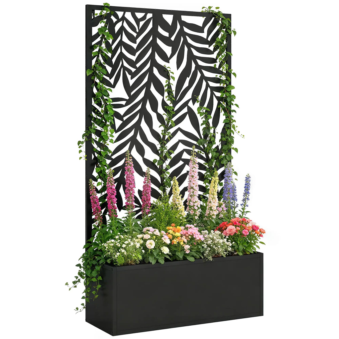 Metal Planter Box With Trellis, 44.5" Raised Garden Bed Galvanized Planter Boxes at Gallery Canada