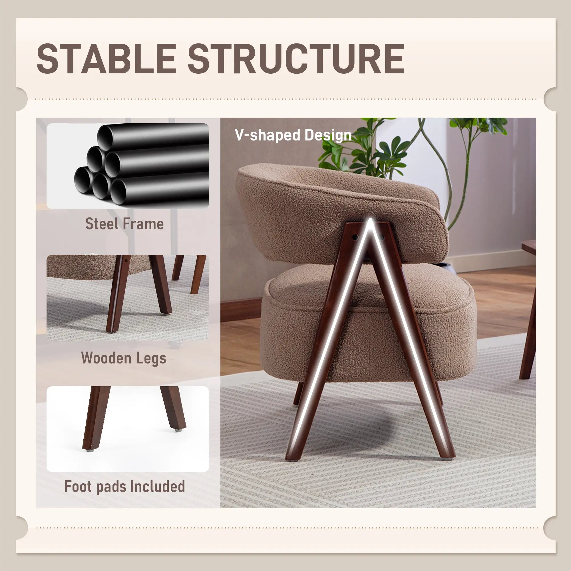 Sherpa Fleece Accent Chair, Upholstered Armchair, Light Brown Accent Chairs at Gallery Canada