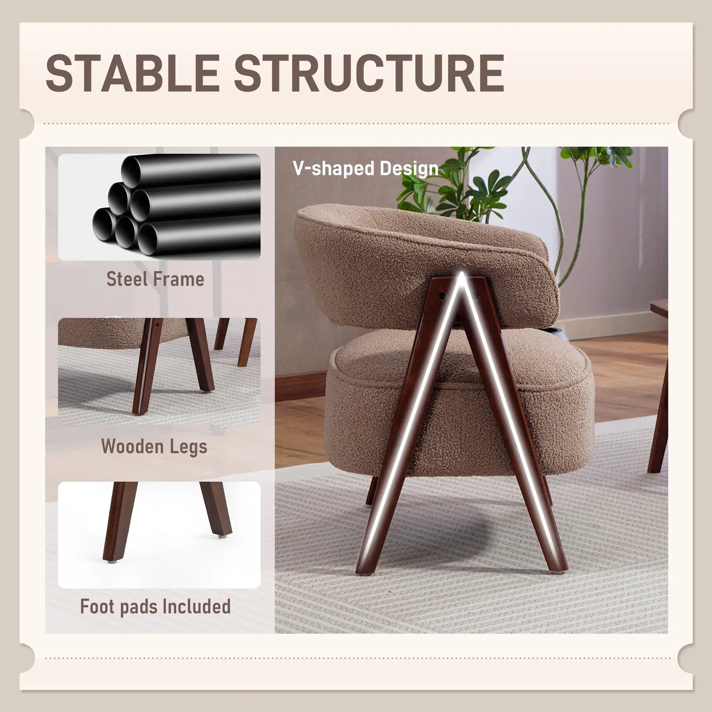 Sherpa Fleece Accent Chair, Upholstered Armchair, Light Brown Accent Chairs at Gallery Canada