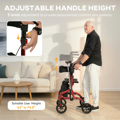 Foldable Rollator Walker With Seat, Adjustable Handles, Red Knee Walker & Wheelchair Ramps at Gallery Canada