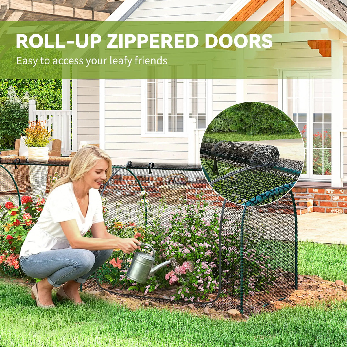 8' x 3' Crop Cage, Garden Plant Protector, 3 Zippered Doors, Black Greenhouses at Gallery Canada