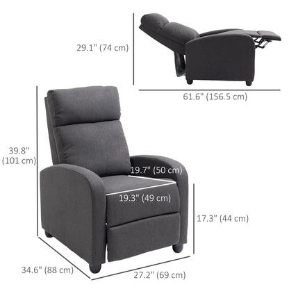 Manual Fabric Recliner Chair, Home Theater Seating, Dark Grey Single Sofas at Gallery Canada
