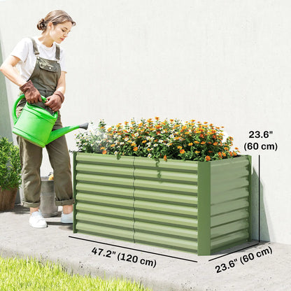 Galvanized Metal Planters Set, 4' x 2' x 2' Raised Garden Bed, Light Green Galvanized Planter Boxes at Gallery Canada
