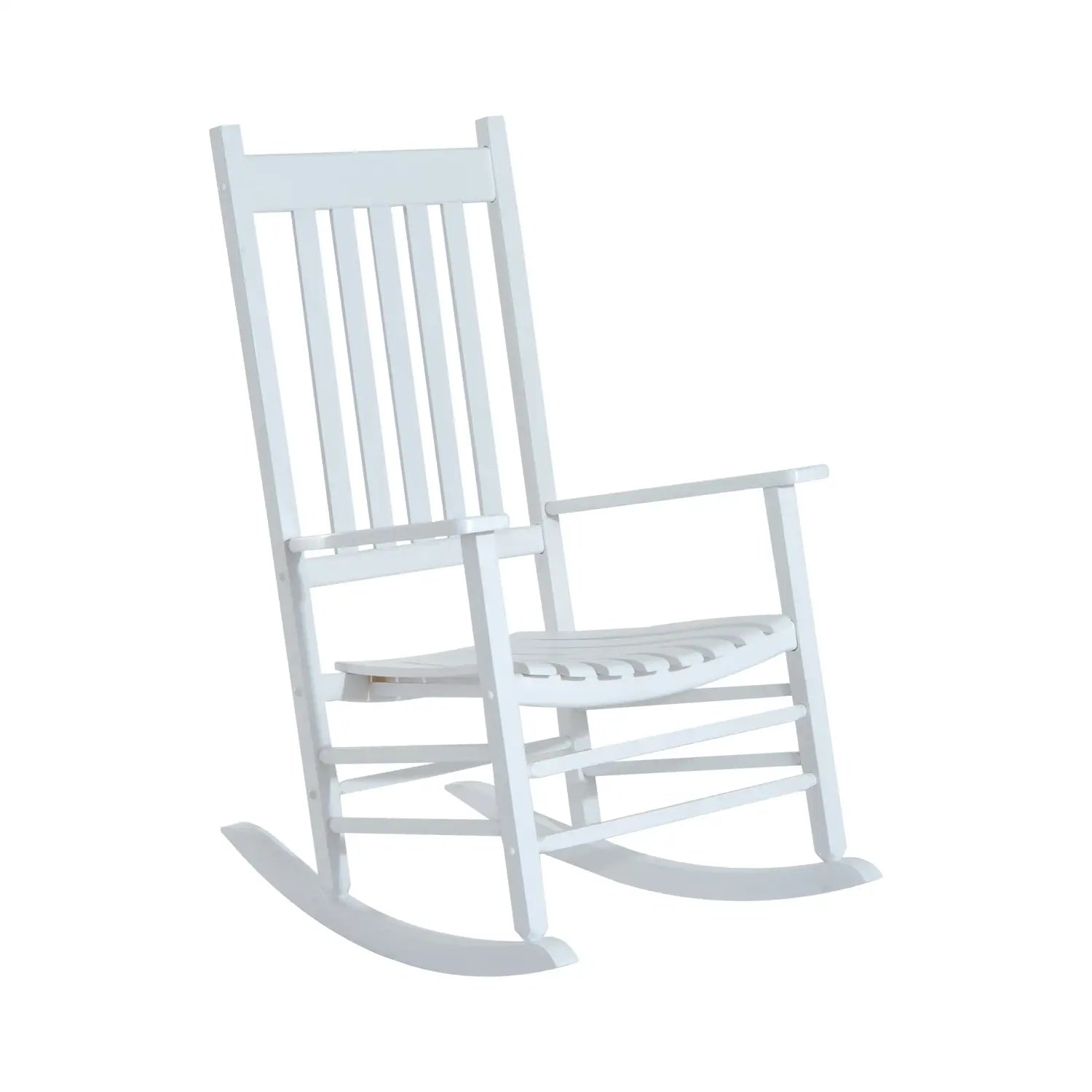 Wooden Porch Rocking Chair, Single Leisure Reclining Armchair, White Outdoor Rocking Chairs White at Gallery Canada