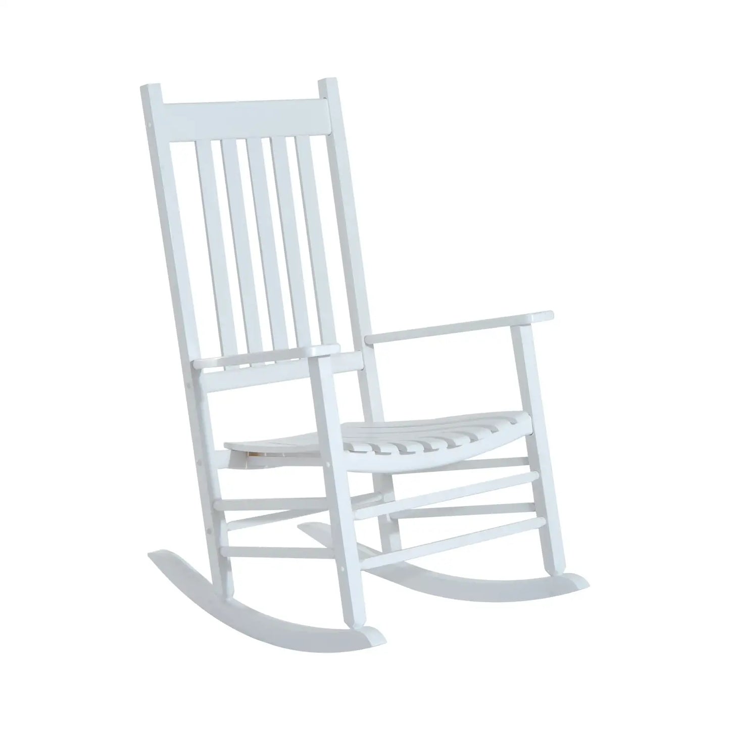 Wooden Porch Rocking Chair, Single Leisure Reclining Armchair, White Outdoor Rocking Chairs White at Gallery Canada