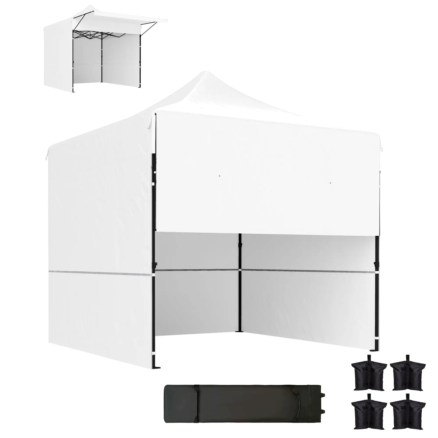 10' x 10' Pop Up Canopy Tent, Awning, Sidewalls, Wheeled Bag, Sand Bags Pop Up Canopies White at Gallery Canada