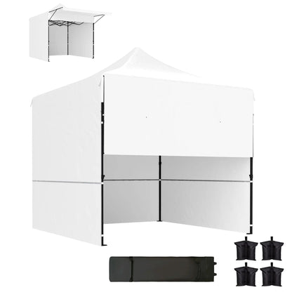 10' x 10' Pop Up Canopy Tent, Awning, Sidewalls, Wheeled Bag, Sand Bags Pop Up Canopies White at Gallery Canada