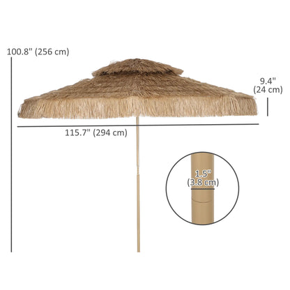 10 ft. Hula Thatched Tiki Umbrella, UPF30+, 8 Ribs, Natural Sun Umbrellas at Gallery Canada