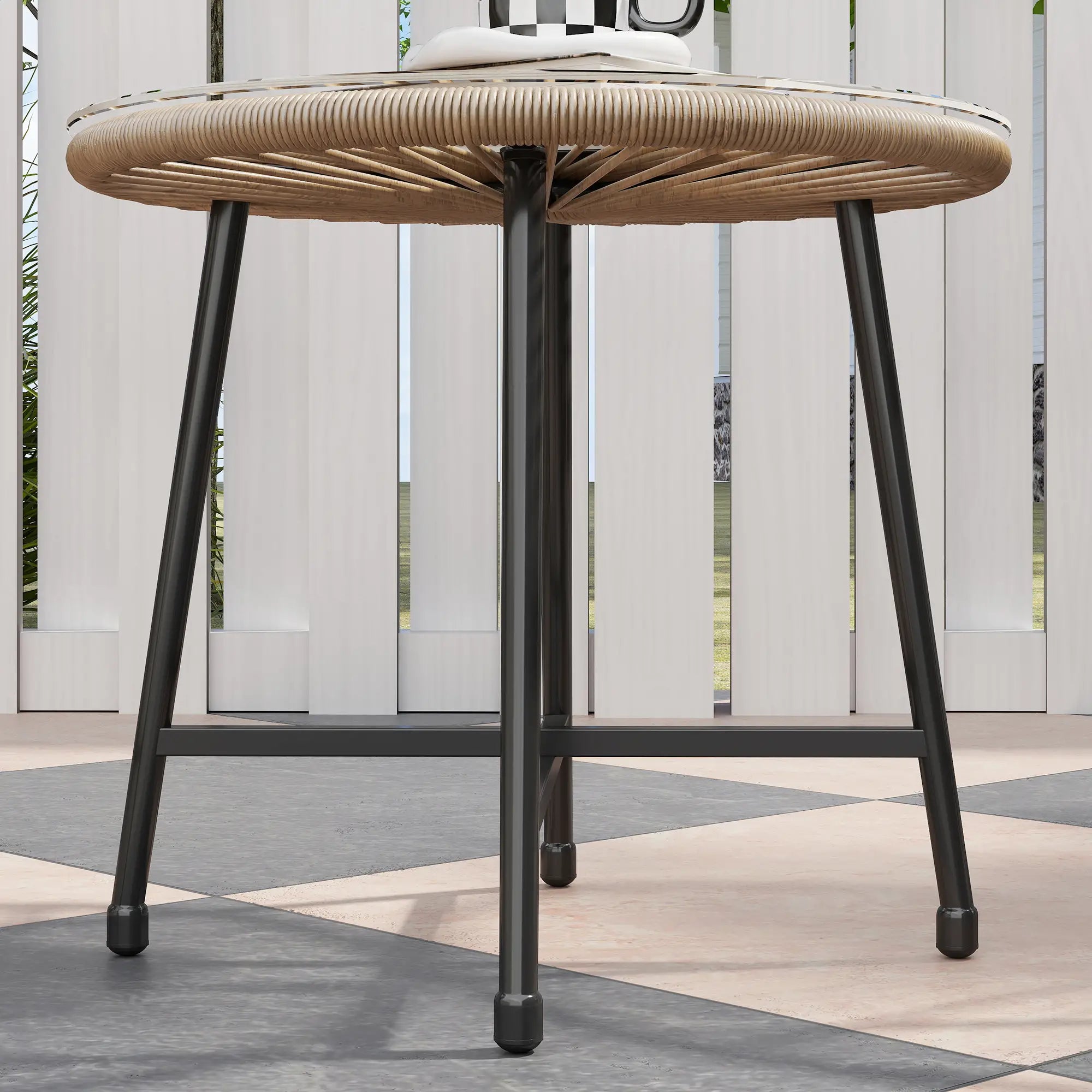 3 Piece Wicker Patio Bistro Set, Acapulco Chairs, Glass-Top Table, Natural Wood Bistro Sets at Gallery Canada