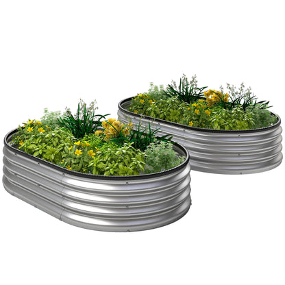 2Pcs Galvanized Raised Garden Bed, 5x3x1 ft, Silver Galvanized Planter Boxes Silver at Gallery Canada