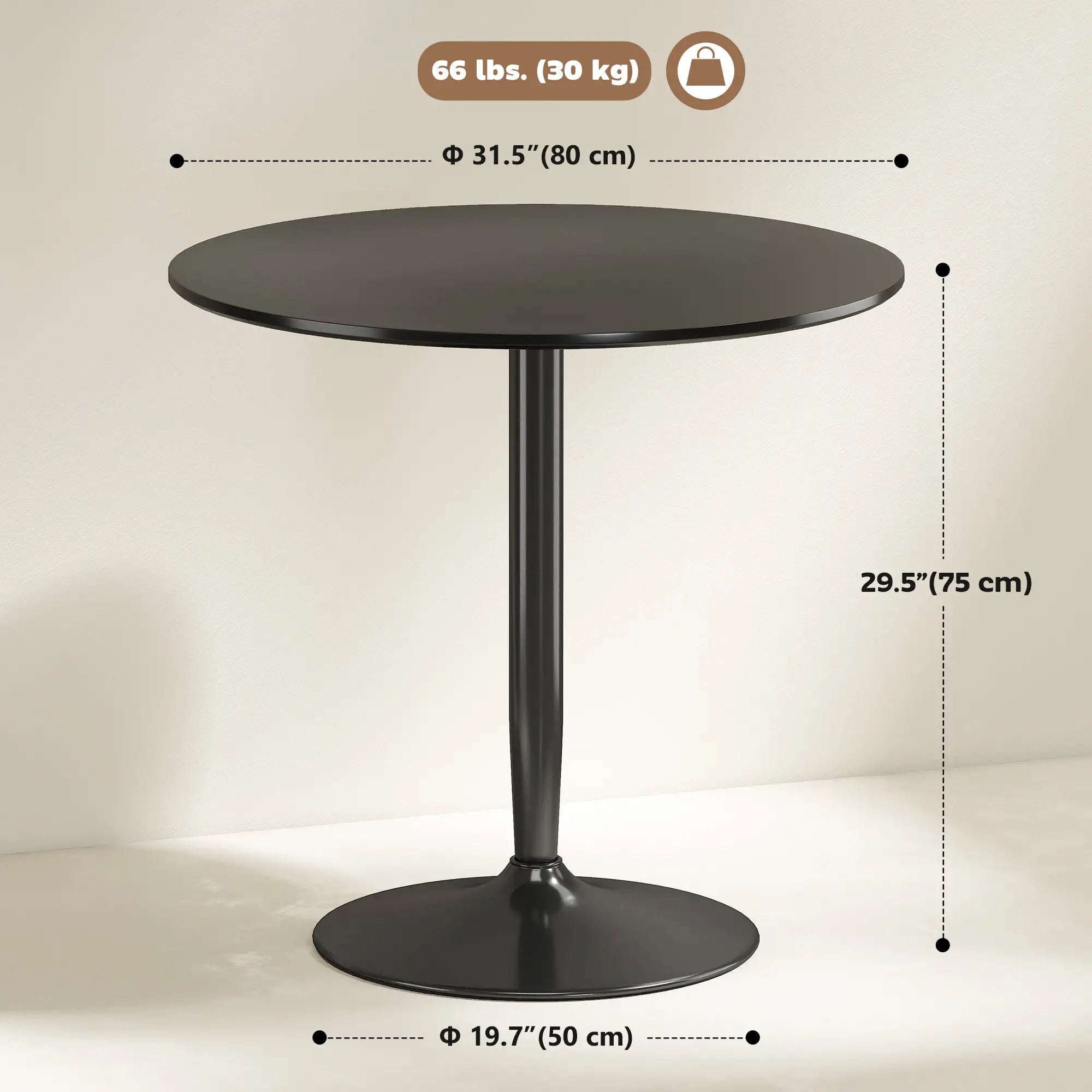 Modern Kitchen Table For 2, Round Dining Table With Steel Base, Black Dining Tables at Gallery Canada