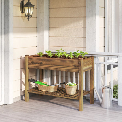 Elevated Planter Box With Legs, Storage Shelf, Raised Garden Bed, Carbonized Elevated Garden Beds at Gallery Canada