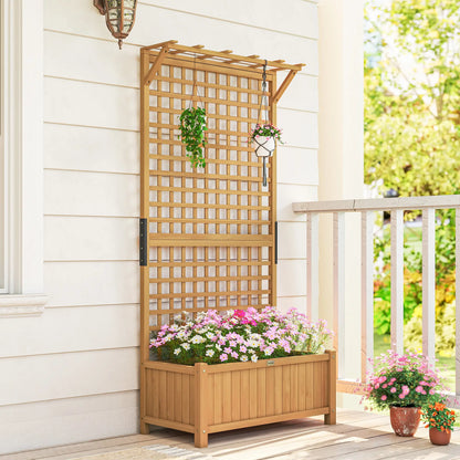 Wood Planter with Trellis, Raised Garden Bed, Privacy Screen, Yellow Wooden Planter Boxes at Gallery Canada