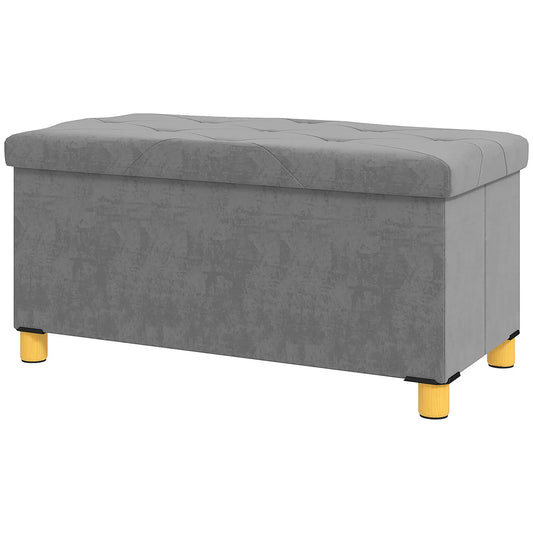 Banc coffre ottoman, repose-pieds pliable rembourré en velours, pieds en bois