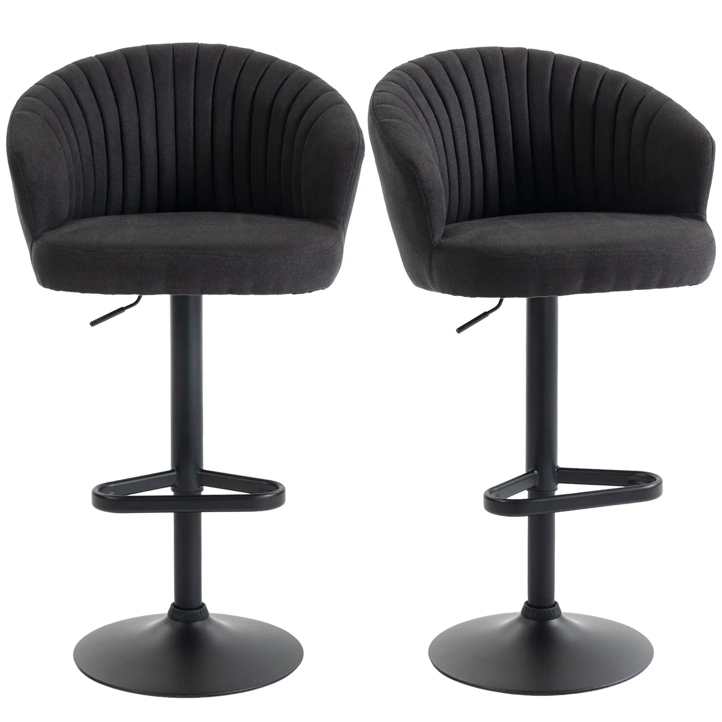 Adjustable Bar Stools Set of 2, Upholstered Kitchen Stools, Steel Frame, Black Bar Stools at Gallery Canada