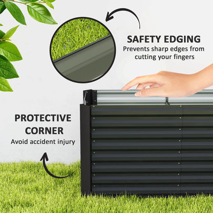 Set Of 2 Galvanized Metal Planters, 4' X 2' X 2' Raised Garden Bed, Dark Grey Galvanized Planter Boxes at Gallery Canada