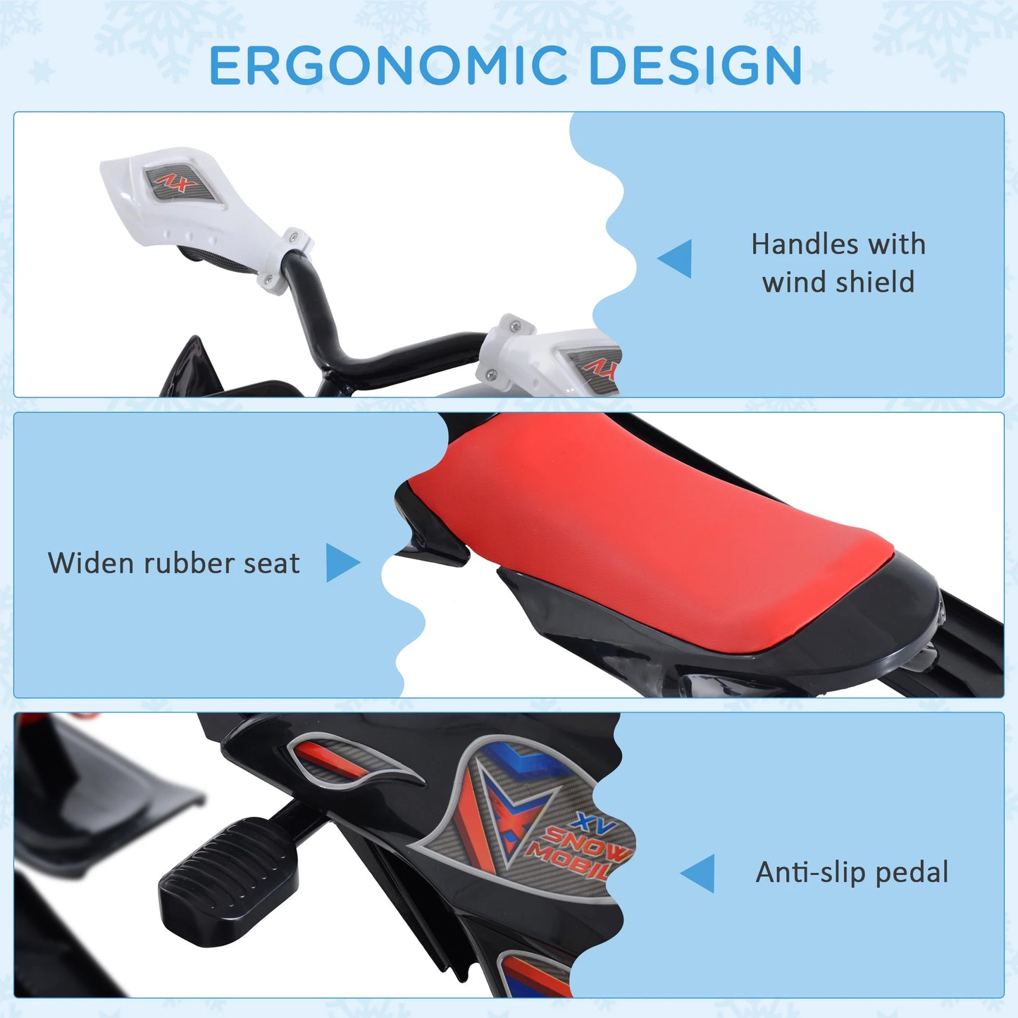 Kids Snow Racer Sled, Padded Rubber Seat, Wind Shield Handle, Anti-Slip Pedal Snow Scooters at Gallery Canada