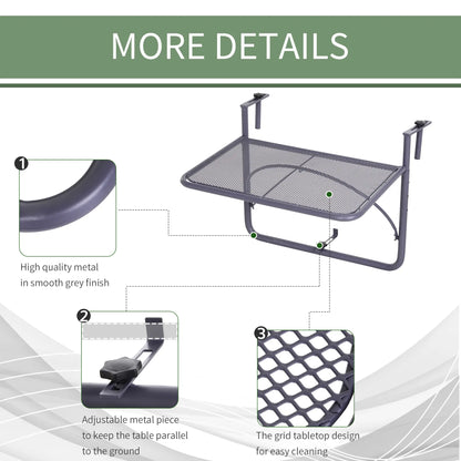 Adjustable Balcony Hanging Table, Metal Wall Desk, Outdoor Flower Stand, Grey Balcony Table Hanging at Gallery Canada