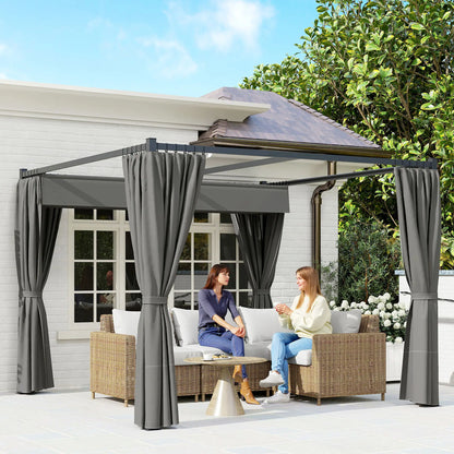 10' x 10' Retractable Pergola Canopy, Metal Outdoor Gazebo, Dark Grey Pergolas at Gallery Canada