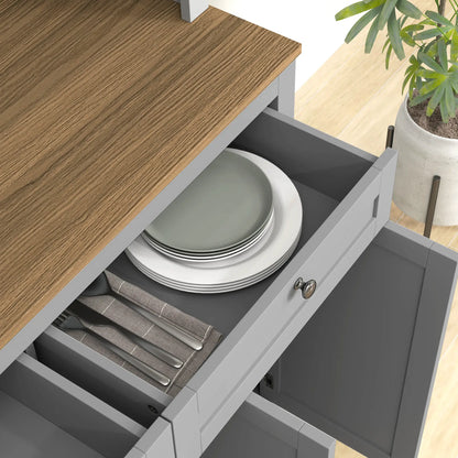 71" Pantry Cabinet with Microwave Space, 2 Drawers, Adjustable Shelves, Grey Kitchen Pantry Cabinets at Gallery Canada