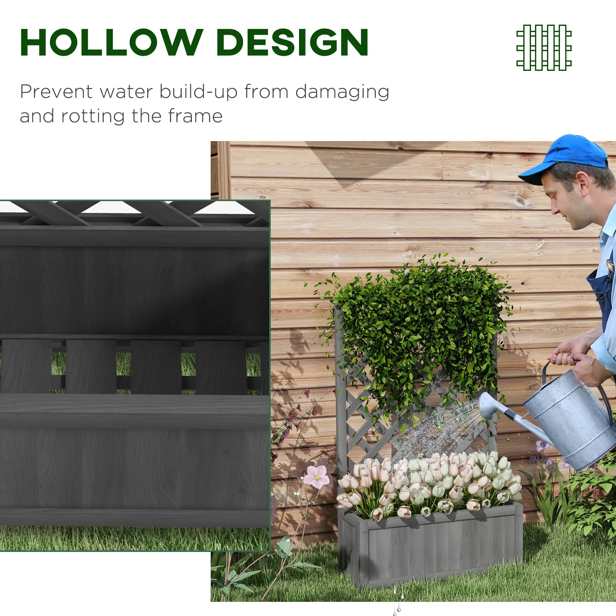 Wood Planter With Trellis, Raised Garden Bed, 28