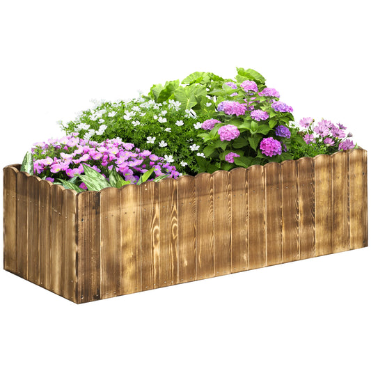 40" x 16" x 12" Wooden Raised Garden Bed, Planter Box with Drainage Holes, Natural Wooden Planter Boxes Natural at Gallery Canada