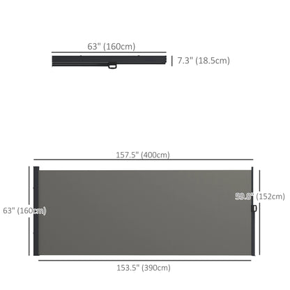 13' x 5' Retractable Side Awning, Outdoor Privacy Screen, Dark Grey Side Awnings at Gallery Canada