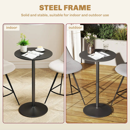 Round Table for 2, 40.2 Inch, Steel Frame, Non-Slip Base, Black Bar Tables at Gallery Canada
