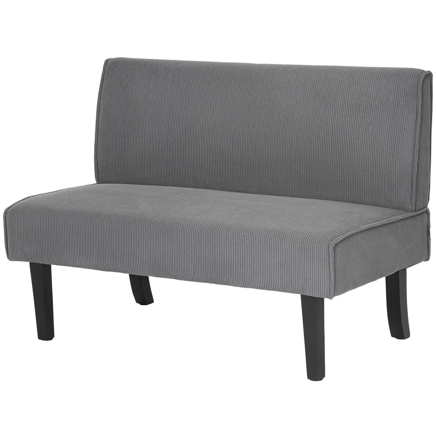 46.5" Loveseat Couch with USB Ports, Corduroy, Wood Legs, Grey 2-Seater Sofas Grey at Gallery Canada
