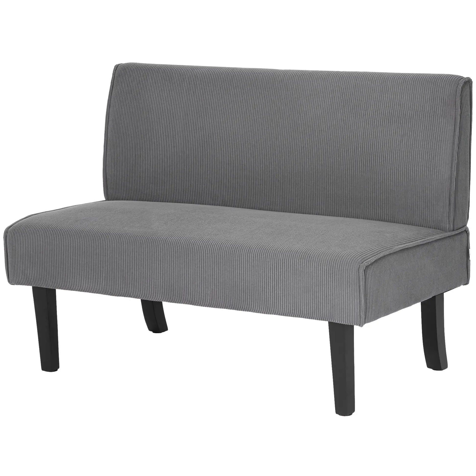46.5" Loveseat Couch with USB Ports, Corduroy, Wood Legs, Grey 2-Seater Sofas Grey at Gallery Canada