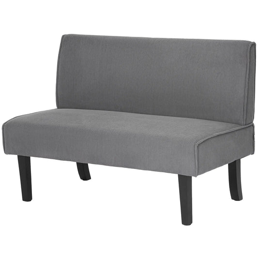 46.5" Loveseat Couch with USB Ports, Corduroy, Wood Legs, Grey 2-Seater Sofas Grey at Gallery Canada